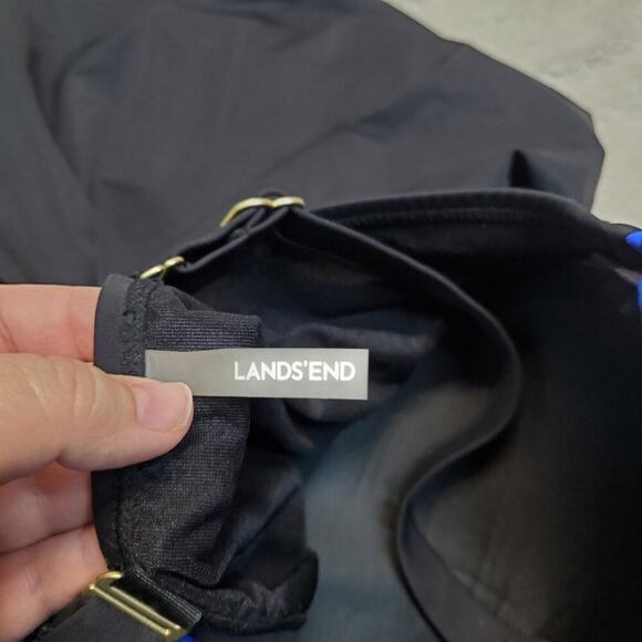 Lands' End Black Bandeau Jubilee Daisy Slender Ruched One‎ piece Swimsuit 22W - Picture 8 of 8